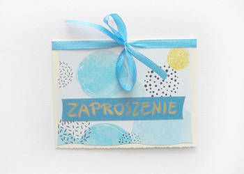 niebieskie zaproszenie bez tekstu, pastelowe zaproszenia