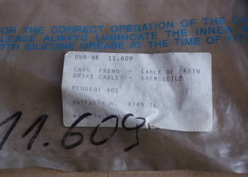 Linka hamulca ręcznego tył P (560mm/410mm) PEUGEOT 405 I, 40