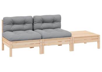 vidaXL 3-cz. zestaw wypoczynkowy do ogrodu, szare poduszki,(SKU:806681)