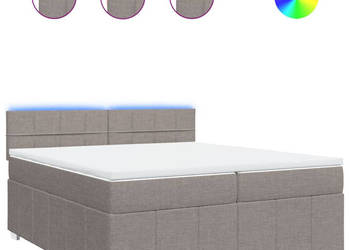 Łóżko kontynentalne z materacem taupe tkanina 200x200 cm WM-3289479