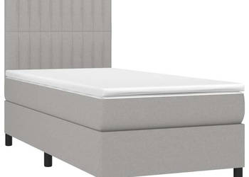Łóżko kontynentalne z materacem jasnoszare tkanina 90x200 cm WM-3135005