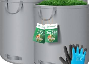 Worki ogrodowe, zestaw 3szt. x 272 L+ rękawice