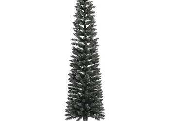 Sztuczna smukła choinka ze stojakiem zielona 210 cm PVC WM-345186