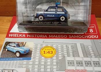 POLSKI FIAT 126P MILICJA maluch kultowe Maluchy Hachette model 1/43 MO nowy
