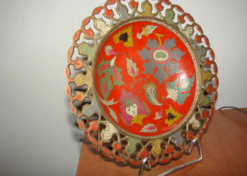 mosiężna ażurowa miska, talerz