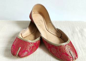Indyjskie buty baleriny  khussa 39 orient boho różowe złote