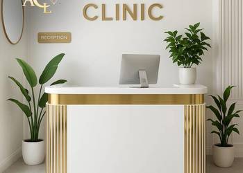 Biała - złota lada sklepowa / recepcja Premium 140x60x115