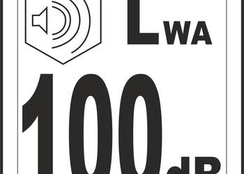 Naklejka LWA 100 oznaczenie gwarantowanego poziomu mocy akustycznej 9x10 cm