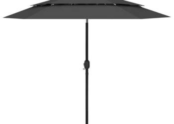 3-poziomowy parasol na aluminiowym słupku antracytowy 25 m WM-313862