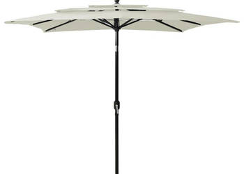 3-poziomowy parasol na aluminiowym słupku piaskowy 25x25 m WM-313836