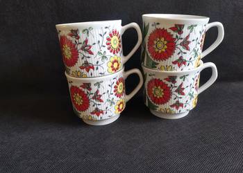 Stare filiżanki Roman 4 sztuki porcelana Chodzież, PRL