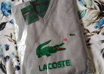 Sweter bawełniany Lacoste V-neck klasyczny - jasnoszary, rozmiar M