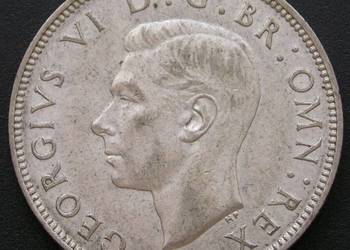 WIELKA BRYTANIA 2 SHILLING 1943 - JERZY VI - SREBRO - ST 1/2