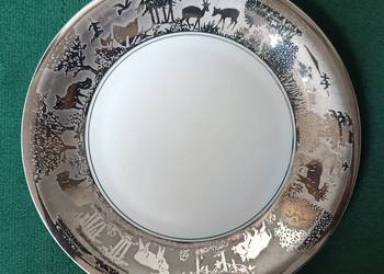 Porcelana Wawel talerz z motywem myśliwskim płaski
