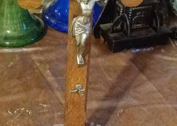 ZABYTKOWY DREWNIANY BRAK KAWALKA METALU KRZYŻ STOLOWY