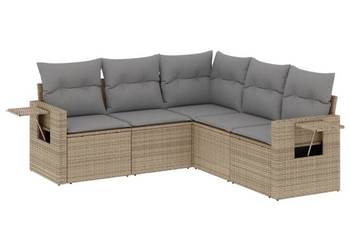 vidaXL 5-cz. zestaw mebli ogrodowych z poduszkami, beżowy(SKU:3252486)