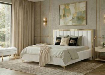 GOLD PANELE łóżko z pojemnikiem stelażem podnoszone Złote Srebrne 180x200