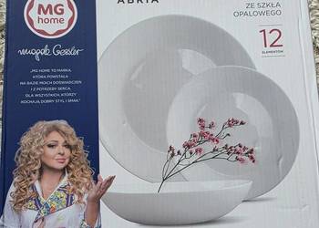 12 elementow Zestaw obiadowy zestaw talerzy MG home ze szkła opalowego