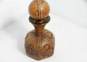 Włoska Karafka Vintage 1L Skóra Tłoczona Heraldyka Medyceusze Florencka