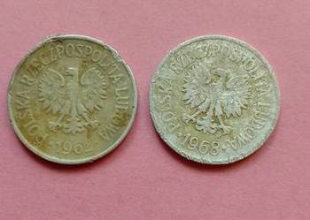Dwie monety 10 groszy z 68 i 62 r