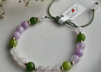 Bransoletka z Kamieni naturalnych Oliwin Kwarc różowy Amerykańska lawendowy