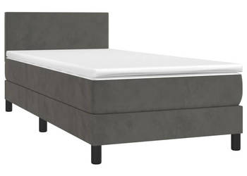 Łóżko kontynentalne z materacem i LED szary aksamit 90x190 cm WM-3134256