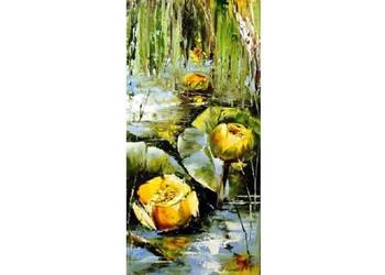 Kowalik - Grążele - 20x40cm Obraz Olejny Nenufary