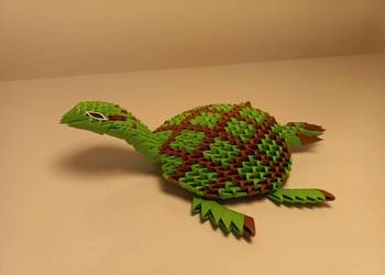 Duży żółw gad zwierzę - handmade - rękodzieło origami - prezent dekoracja