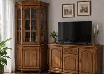 Prześliczna Stylowa Witryna Narożna Dąb Rustikalny Bekas Producent MEBLI