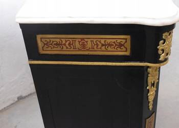 Komoda Boulle Kredens - Blat Marmur - Szafa Drewno + Brąz - UNIKAT