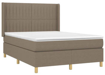 Łóżko kontynentalne z materacem taupe tkanina 140x190 cm WM-3139033