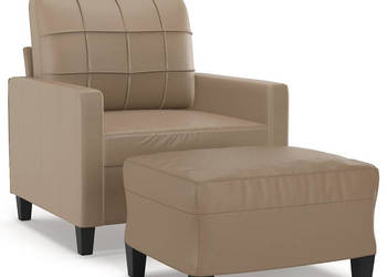 Fotel z podnóżkiem kolor cappuccino 60 cm sztuczna skóra WM-3201013