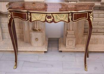 Drewniany Stolik Francuski - Stół Biurko Intarsjowane - Ozdoba