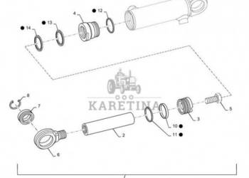 New Holland T6090 T6070 Silownik hydraul double acting, 55mm rod, 168mm st…
