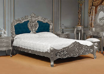 Nowe Łóżko srebrne tapicer. 160x200 cm barok rokoko 78278t