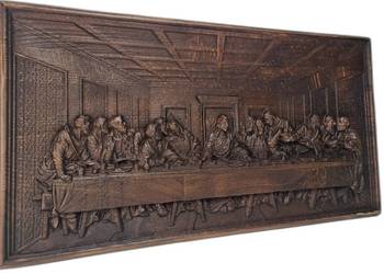 Ostatnia Wieczerza – drewniana płaskorzeźba ścienna, klasyczna dekoracja s…