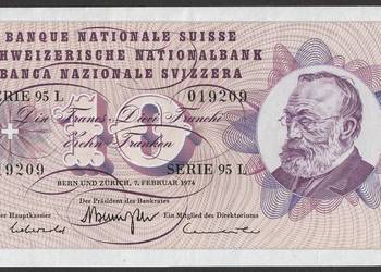 Szwajcaria 10 franków 1974 - stan bankowy - UNC -