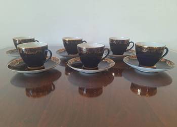 Łomonosow Filiżanka Duo Kobalt Złocenia Ломонoсов ZSRR 6 kompletów