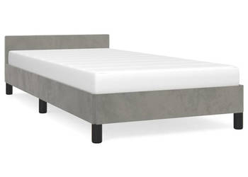 Rama łóżka bez materaca jasnoszara aksamitna 90x200 cm WM-347549