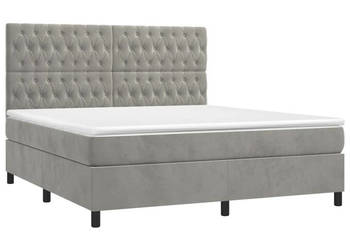 Łóżko kontynentalne z materacem i LED szare aksamit 160x200cm WM-3136311