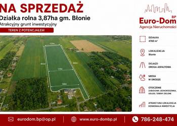 Działka 3,87 ha Dębówka k/ Błonia
