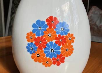 Piękny wazon dysk Chodzież porcelana kwiaty PRL lata 60-te
