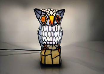 Tiffany lampa witrażowa stołowa nocna biurowa "sowa"