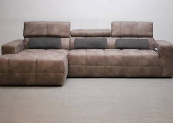 SFN DESIGN narożnik regulowane zagłówki rogówka sofa kanapa SZARA tkanina