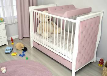 Łóżeczko dziecięce RÓŻOWE tapicerowane 120 x 60  + szuflada JAŚ