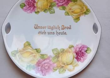 Porcelanowa patera z inskrypcją z modlitwy, Niemcy, poczatek XX w.