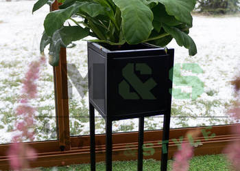 Donica metalowa loft 55 cm | czarny mat | nowoczesny stojak