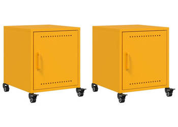 Szafki nocne 2 szt. musztardowe 36x39x435 cm stal WM-846621