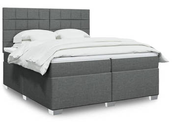 Łóżko kontynentalne z materacem ciemnoszara tkanina 200x200 cm WM-3292896