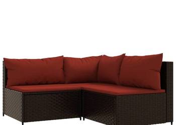 vidaXL 3-cz. zestaw wypoczynkowy do ogrodu, poduszki, brąz(SKU:319812)